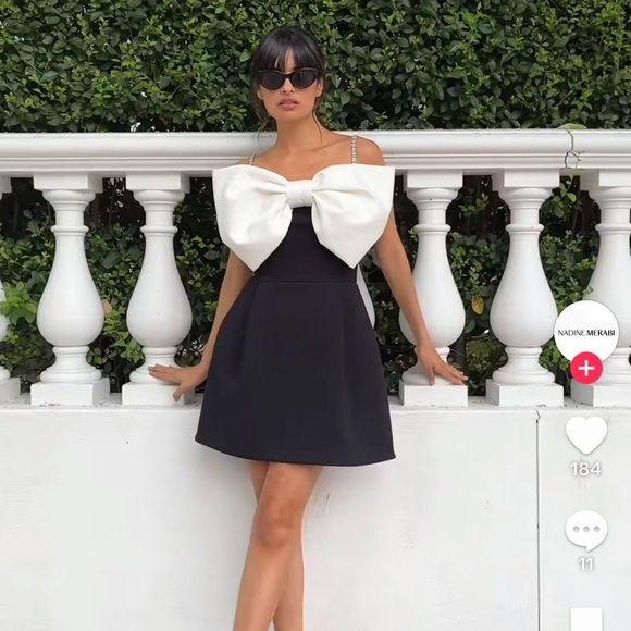 NADINE MERABI Jenny Bow Mini Dress XS - Picture 2 of 10